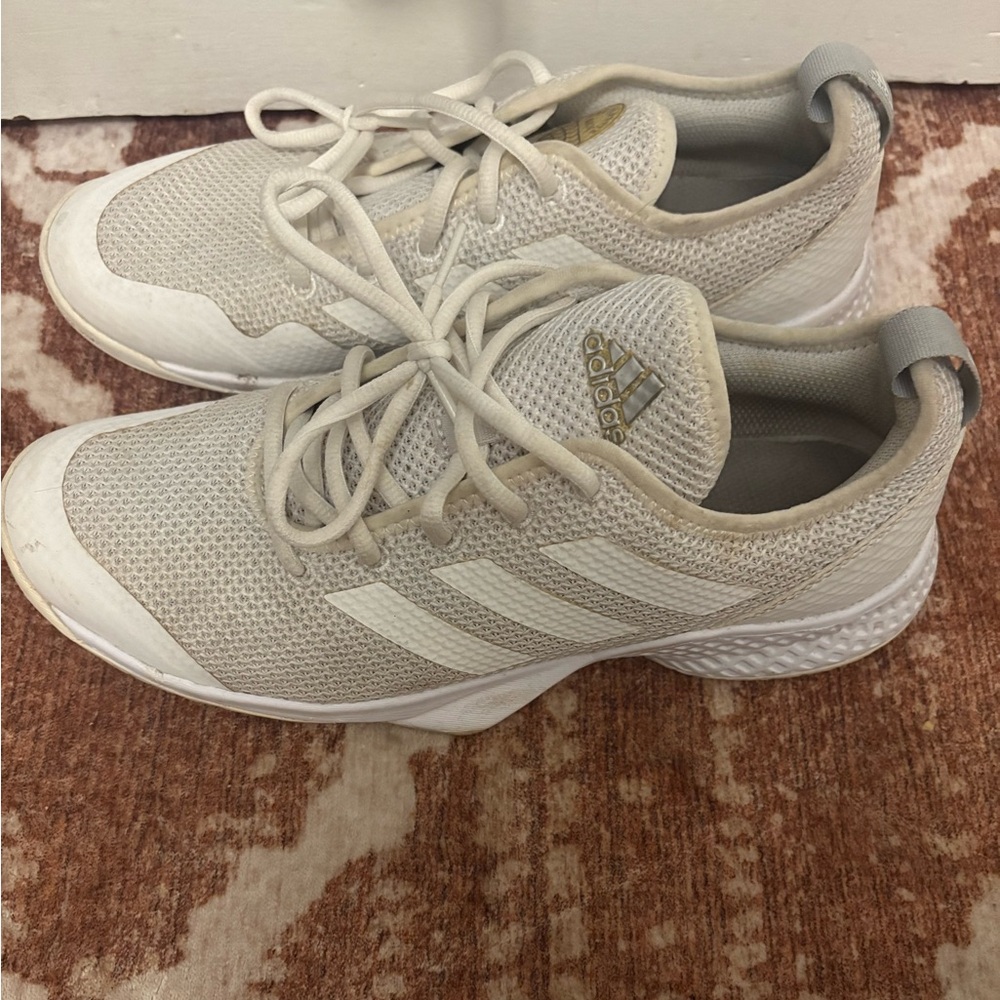 Adidas Cream and White Mesh Sneakers